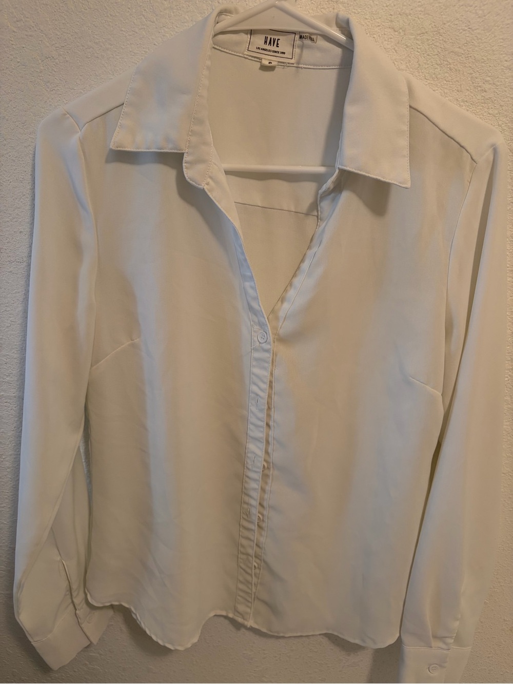 HAVE Cream Button-Down Long Sleeve Blouse